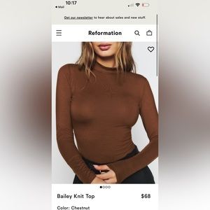 Reformation Bailey Knit top in chestnut